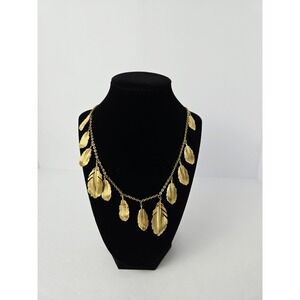 Vintage Napier gold tone leaf necklace leaves dangle